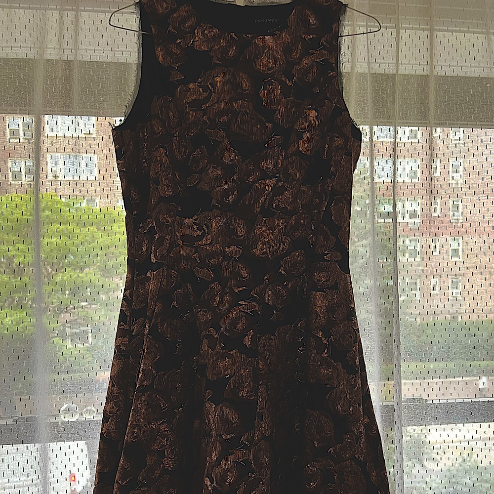 Pink Tartan 90’s gold and bronze metallic floral print mini dress size 10